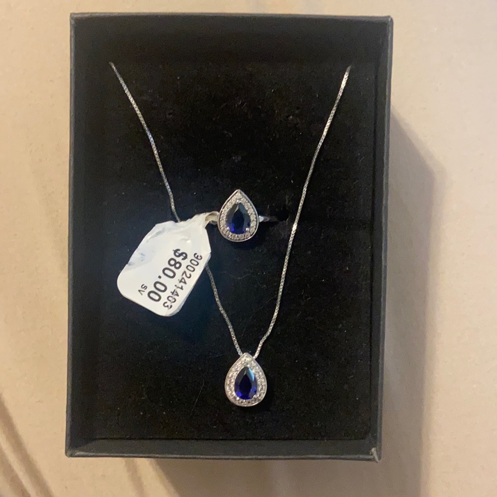925 sterling silver matching ring and necklace set